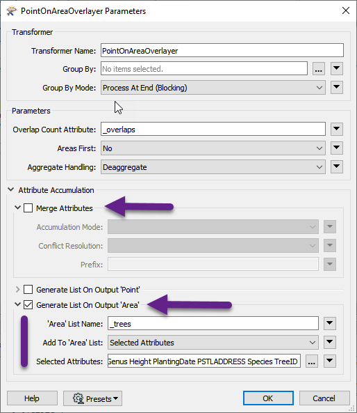 Don't Merge Attributes, Generate List on Area